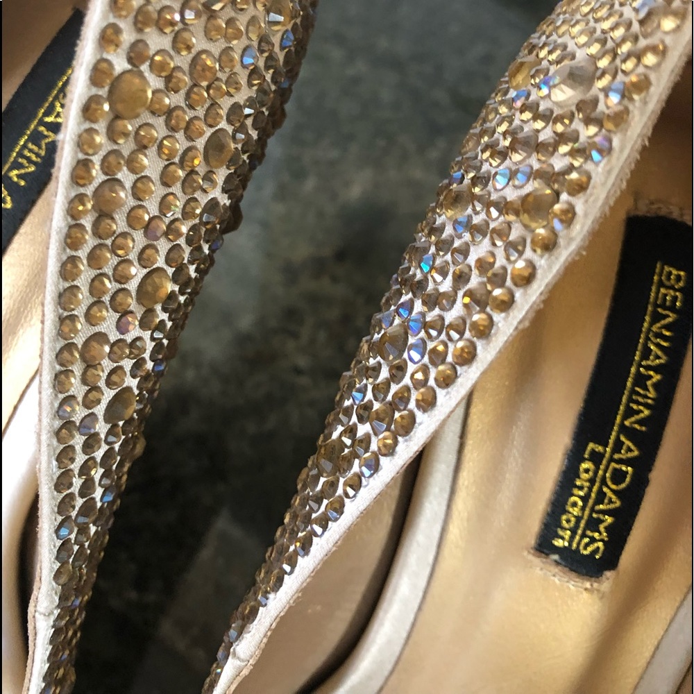 Benjamin Adams Crystal Rhinestone Heel Peep Toe 7 - Picture 12 of 15
